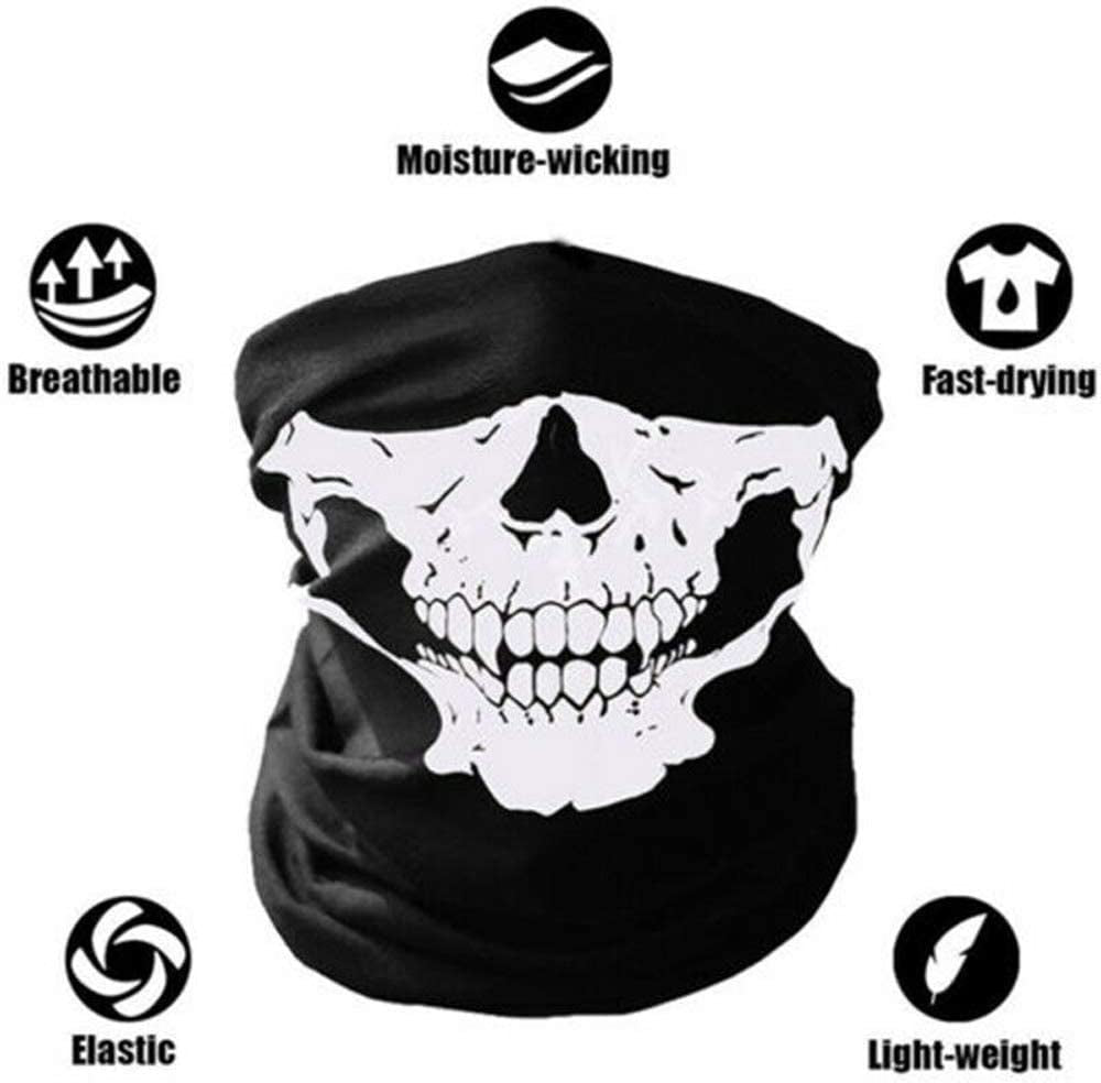 2 Pcs Motorcycle Face Skull Mask Half Face Motorbike Neck Headwear Outdoor Ski Skull Party Masks Sport Halloween Mask for Bike Motor Cycling